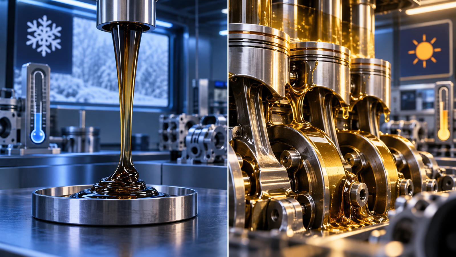 Engine oil viscosity behavior in cold and hot operating conditions